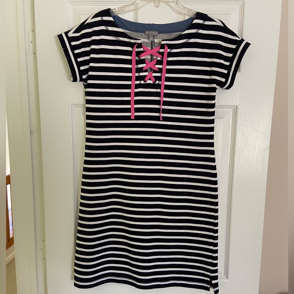 Cotton heavy knit babydoll nautical dress.